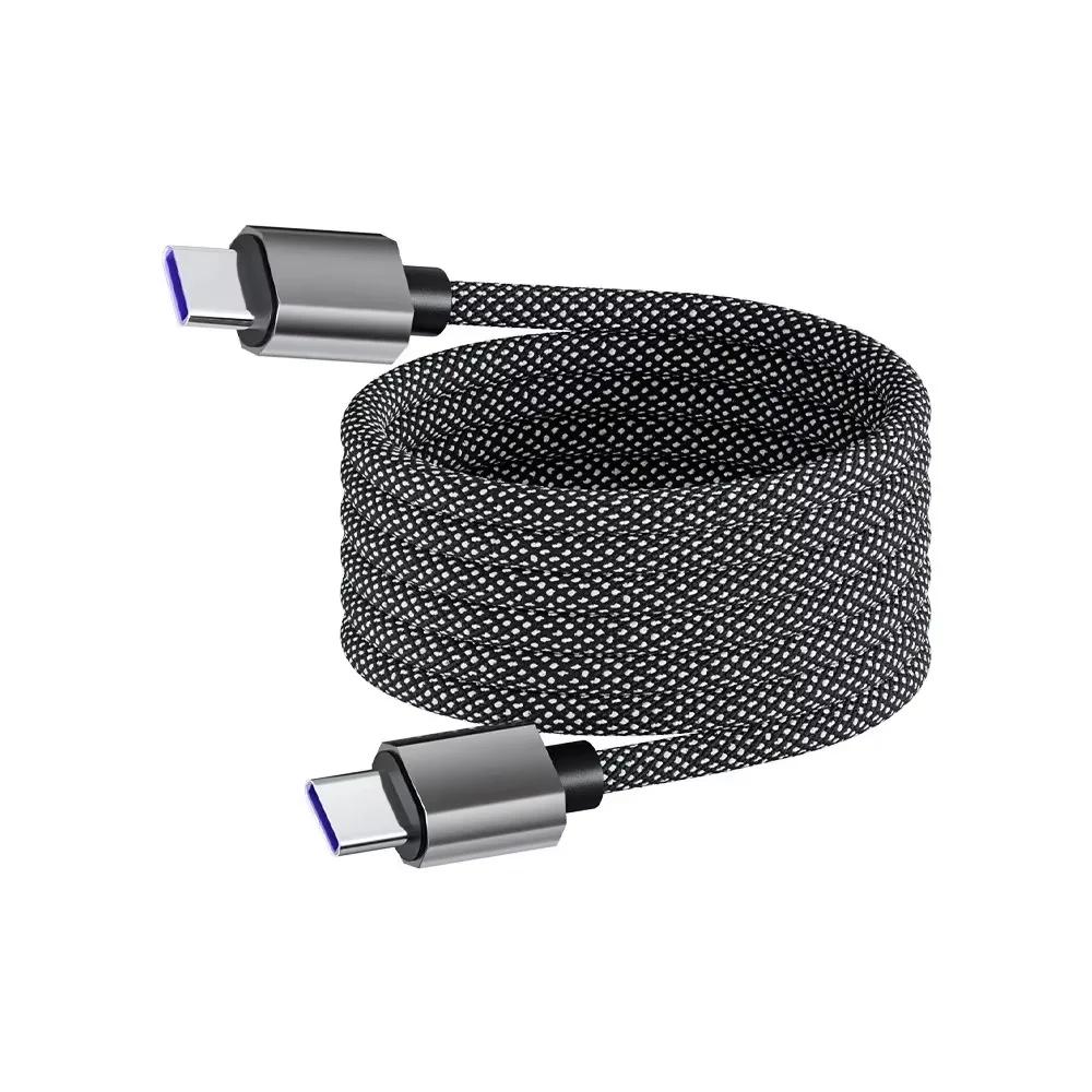 Magnetic Suction Anti Winding 65W USB C To C Fast Charger Cable Nylon Braided USB A To C 1M USB Data Charging Cable Wire