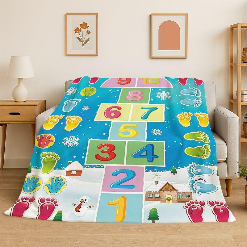 Lustige Tier-Hüpfburg Digitale Spiele Flanelldecke Weiche Überwurfdecke für Schlafzimmer Wohnzimmer Bett Reisen Camping Picknick Nickerchen