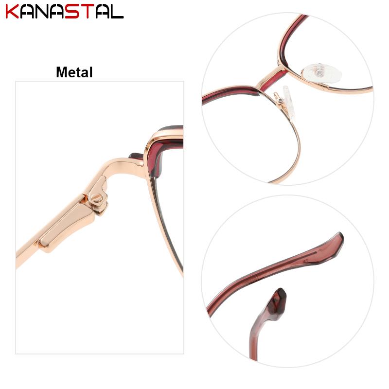 Reading Glasses Women Prescription CR39 Lenses Myopia Eyewear Blue Light Blocking Computer TR90 Metal Cat Eye Eyeglasses Frame