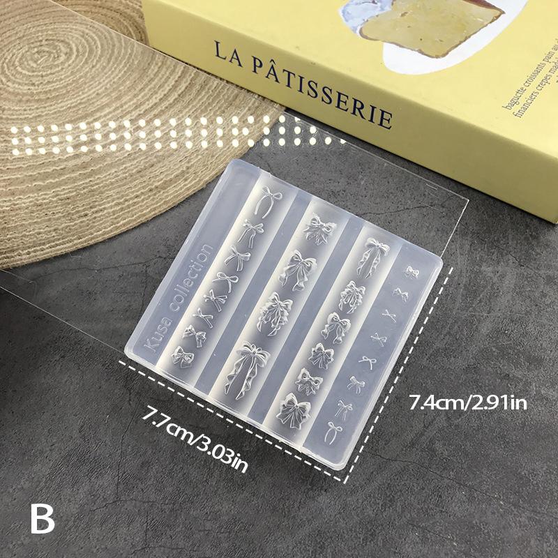 Silicone Nail Art Mold Exquisite Bowknot Tie Uv Gel Polish Carving Mould Diy Ribbon Design Nail Charm Decor Templates Stencils