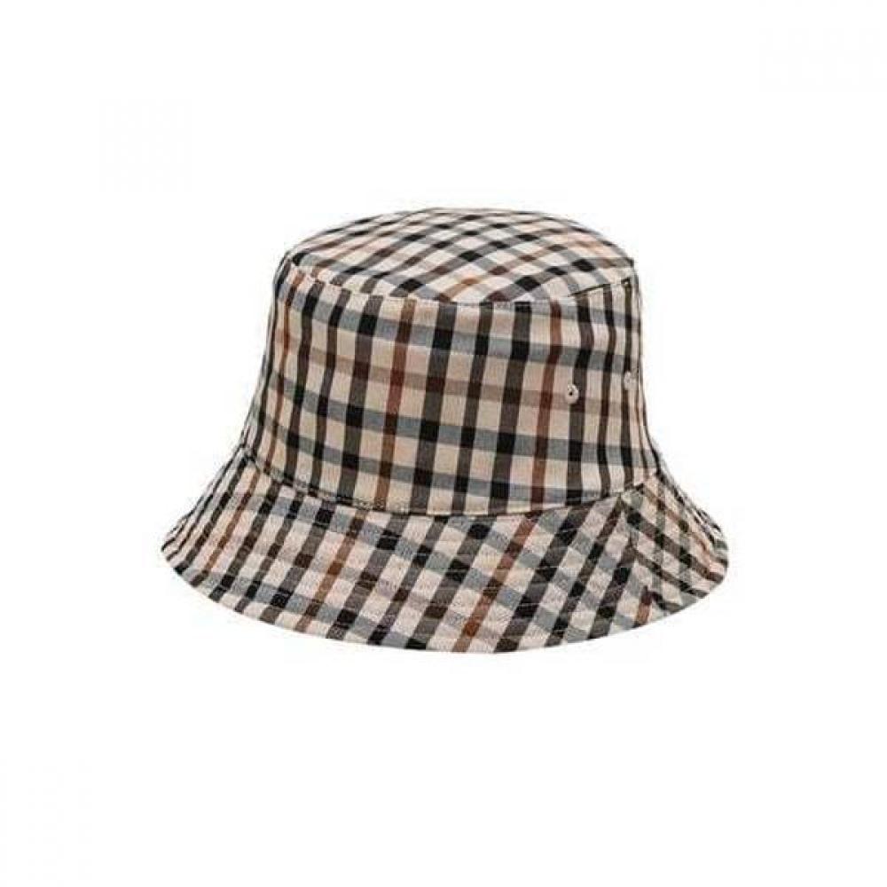 Daks Women Beige Check Reversible Bucket Hat With Embroidery Dbhe5e119i2