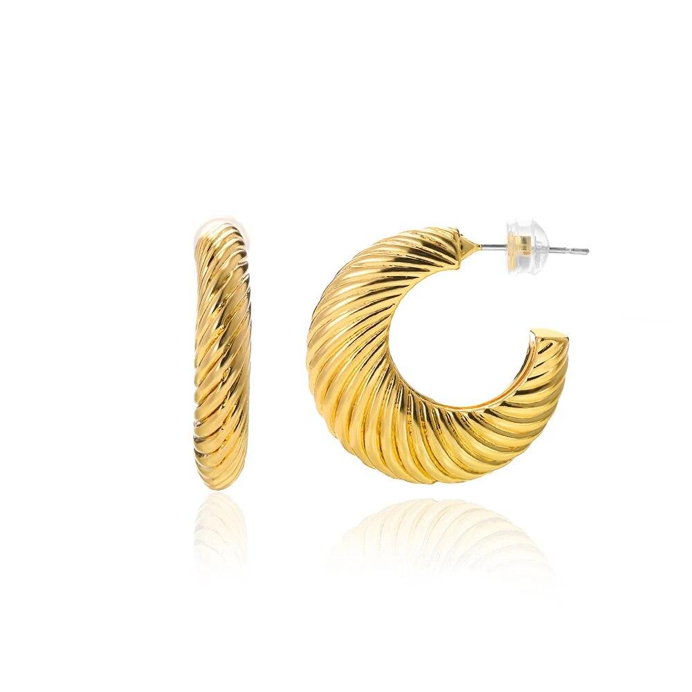 Cercei rotunzi vintage din oțel inoxidabil pentru femei Cercei geometrici 2024 Trending Statement Bijuterii pentru ureche Cadou de Crăciun BFF