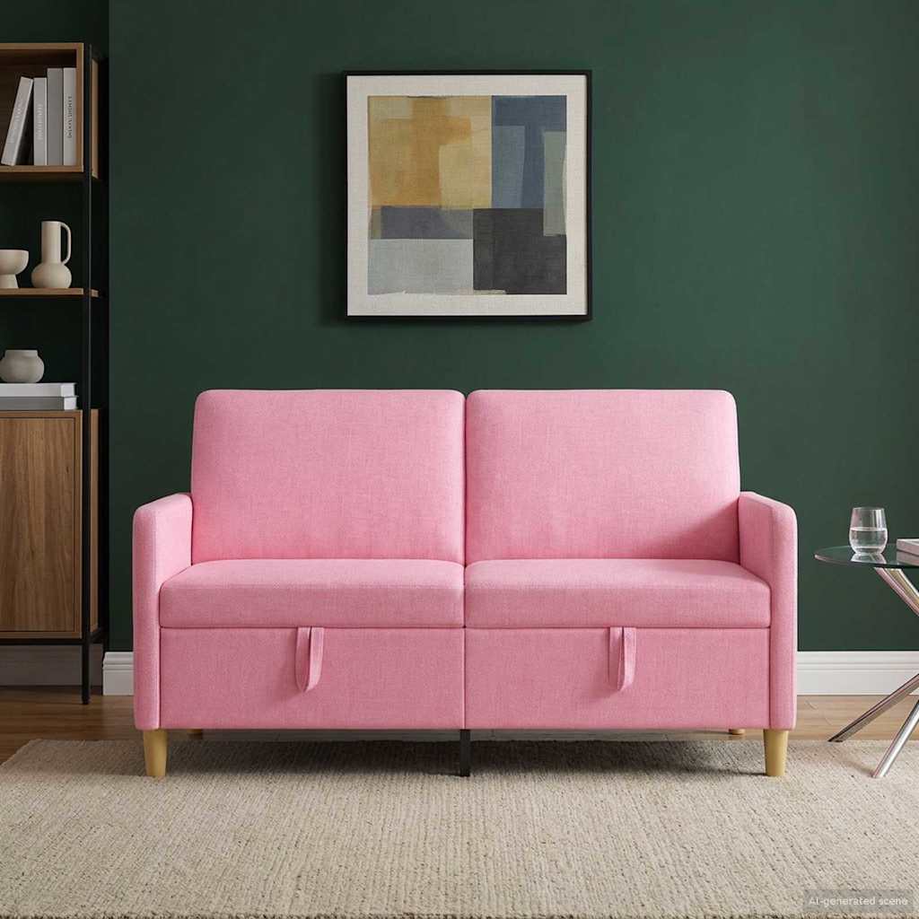Pink Storage Sofa 152 X 78 X 87 Cm Polyester
