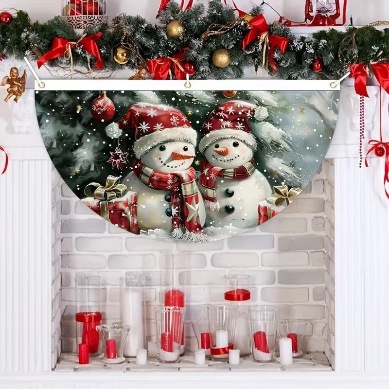 Christmas Outdoor Fan-Shaped Flag Banner Christmas Decor For Home 2026 Cristmas Drop Ornament Xmas Navidad Gift New Year 2027
