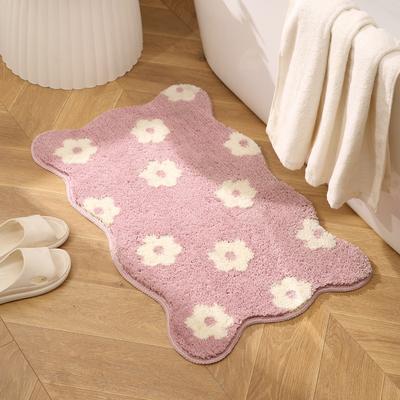 Ins Wind Flower Bathroom Absorbent Floor Mat Household Bathroom Plush Foot Mat Toilet Door Non-slip Mat Carpet