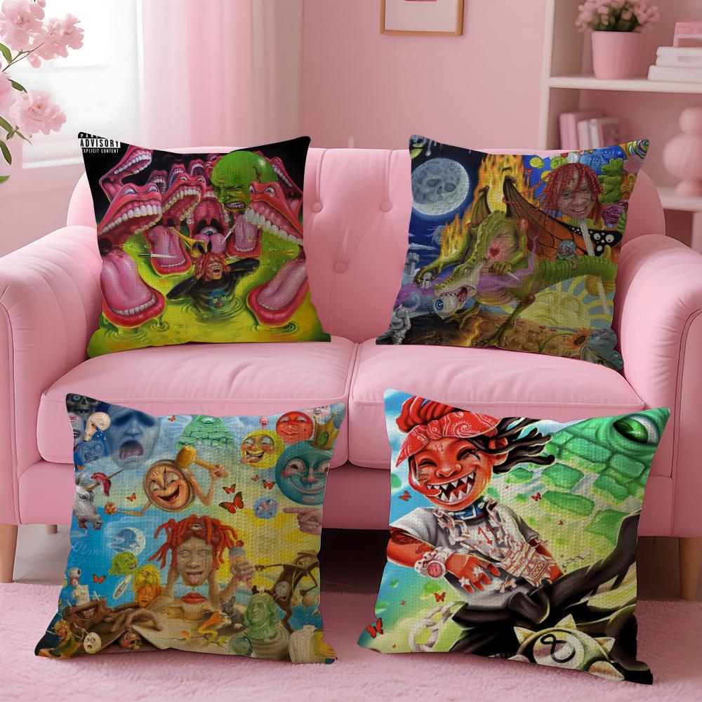 Rapper T-Trippie R-Redd Cushion Cover Summer Coolness Linen Fabric Double-Sided Printing Pillow Case Sofa Home Decor Gift