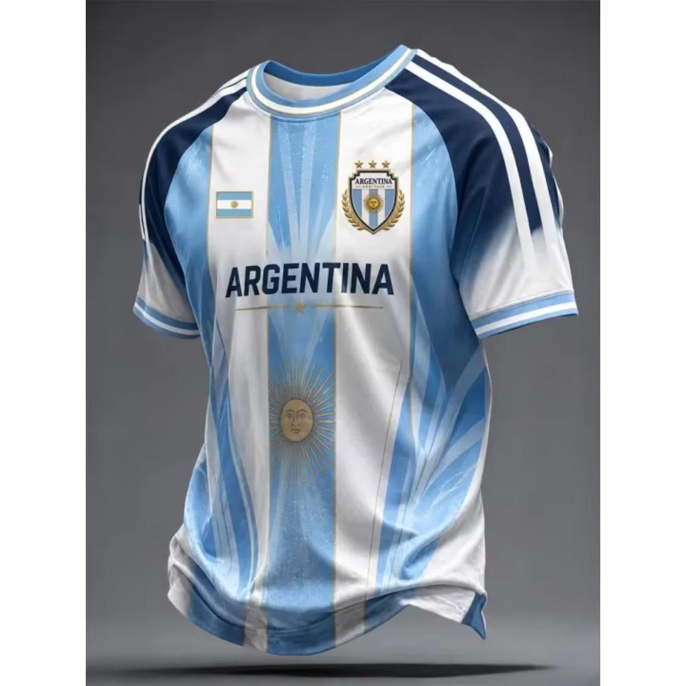 2026 Neues Argentinien Nationalmannschaft Fußballtrikot Lässiges Sporttraining Fan Schnelltrocknendes T-Shirt für Damen Passend Y2k Bequem