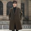 Autumn and Winter Woolen Coat Men's Medium and Long Over-knee Woolen Trench Coat Korean Version