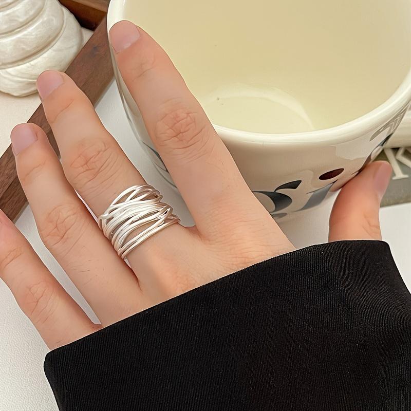

Adjustable Braided Ring for Teen | Copper & Silver Plated | Minimalist Open-Weave Jewelry білий