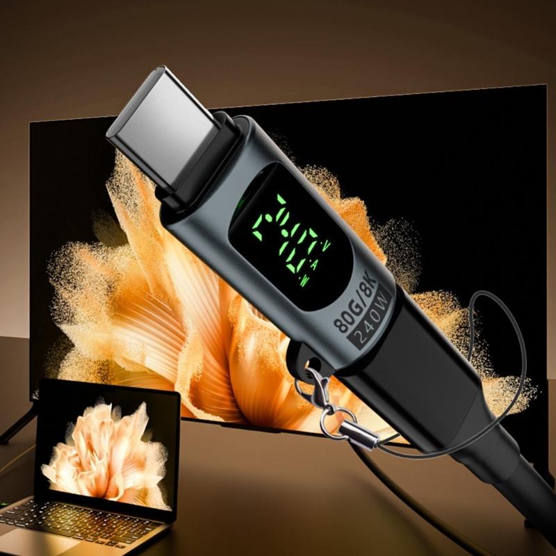 USB C Stecker auf Buchse Adapter Digitalanzeige USB-Anschluss für Telefon 16 15 Typ-C Adapter mit Stromspannungsprüfer