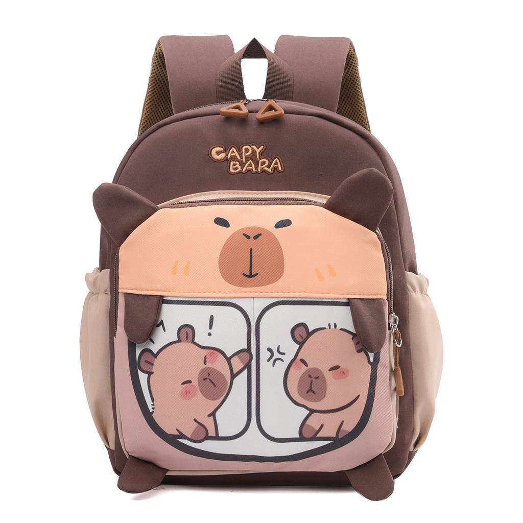 

Capybara Themed Children Backpack Breathable Lightweight Cute Cartoon Schoolbag коричневый