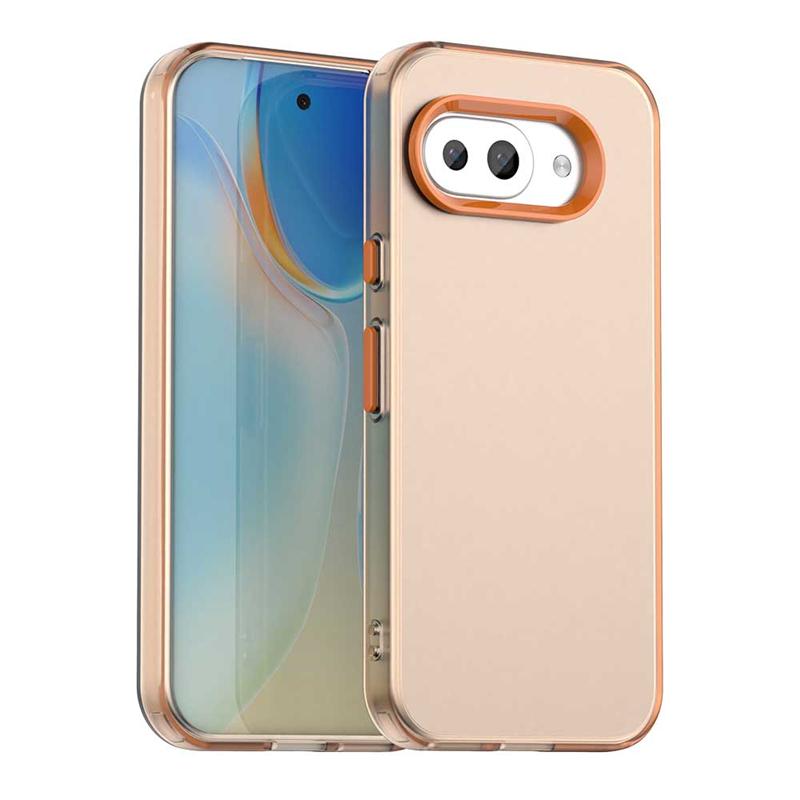 Противоударный чехол конфетного цвета для Google Pixel 9a Матовый прозрачный чехол для задней панели для Google Pixel 9a Чехол для Google Pixel 9a Чехол для Google Pixel 9a For Google Pixel 9a оранжевый