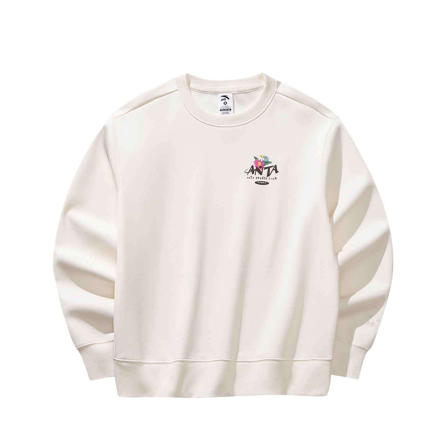 

Anta Ретро Пуловер Толстовка Зима 2026 Женские топы Теплый-Нефритовый-Белый 162618716-1 XS