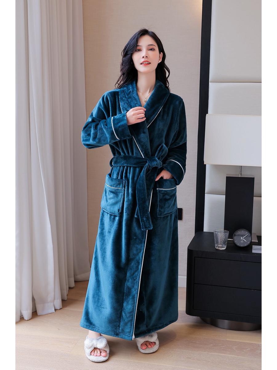 

Комплект коралловых флисовых пижам для пары: Женский и мужской длинный, толстый, теплый халат для осени и зимы Extra Large (XL)