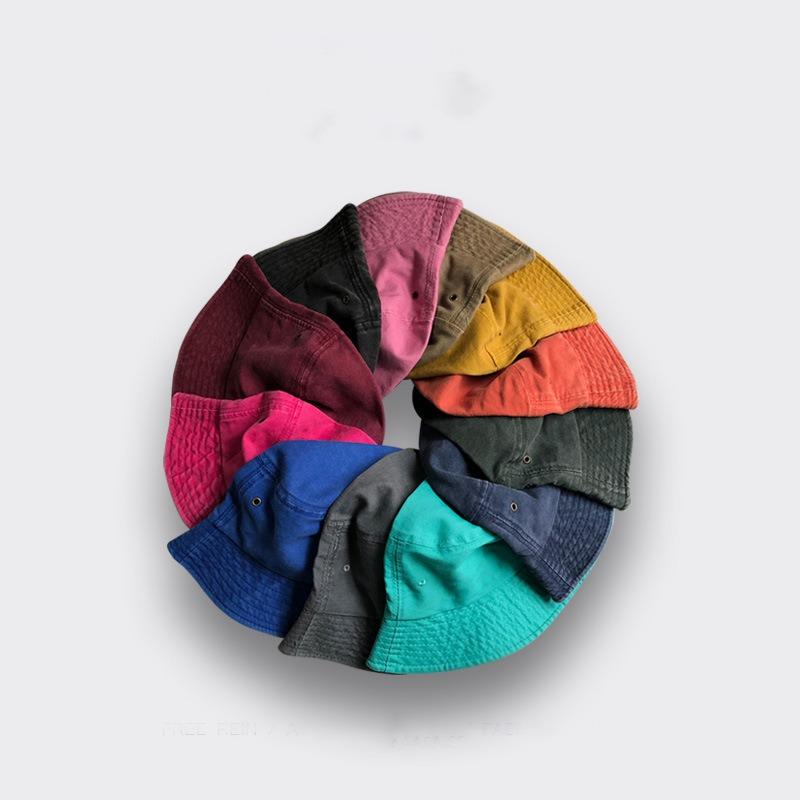 High quality washed light board solid color bucket hat women's spring and summer thin versatile basin hat tide sun hat