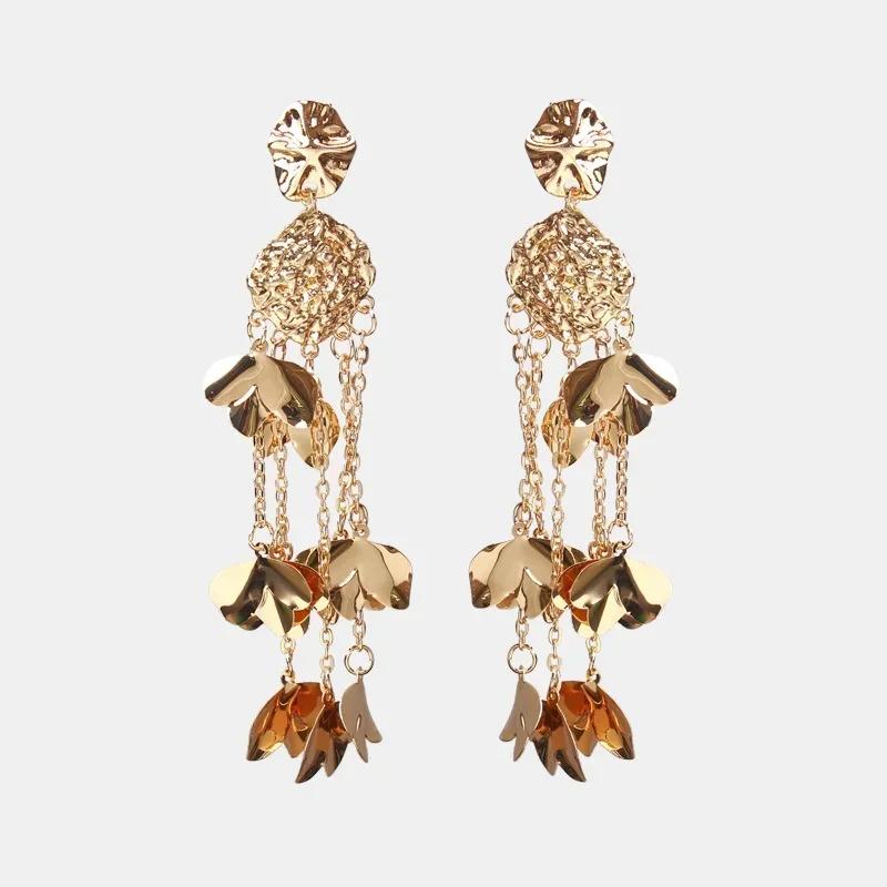 Tassel Earrings Exaggerated European and American Long Wild Retro Fashion Alloy Flower 2024