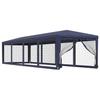 319247 vidaXL Party Tent and 10 Mesh Sidewalls Blue 3x12 M HDPE