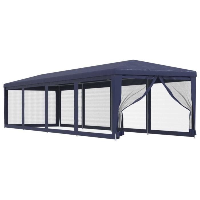 319247 vidaXL Party Tent and 10 Mesh Sidewalls Blue 3x12 M HDPE