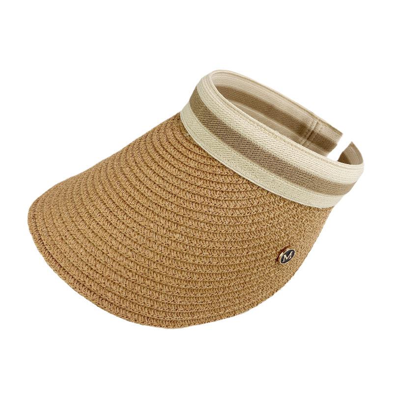 Summer Internet Celebrity Alphabet Empty Top Hat Children Sun Hat Versatile Sunscreen Face Cover Trendy Topless Straw Hat Sun Hat