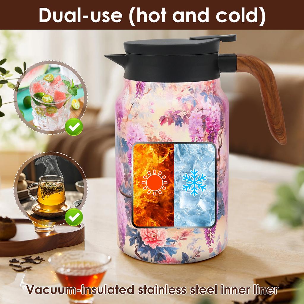 1500ml Vintage Floral Tea Thermos with Infuser Stainless Steel Tea Kettle DripProof Teapot With Tea Infuser Thermo Home Teaware