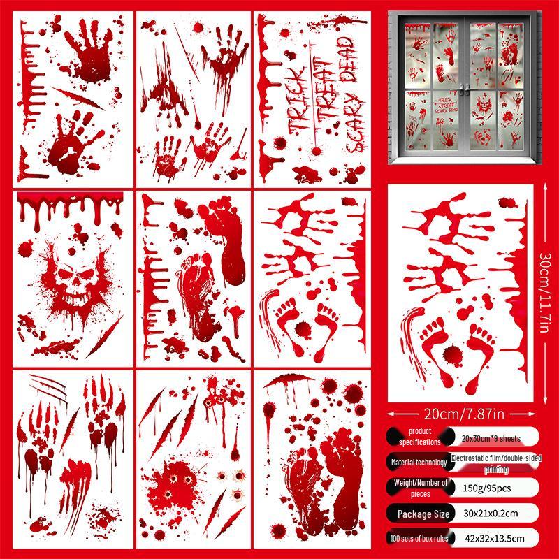 Halloween Witch & Mummy Window Stickers for Family Party & Shop Decoration