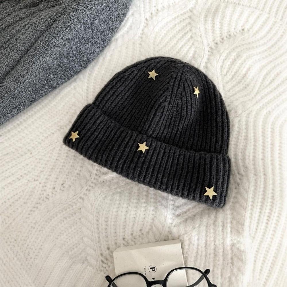 Ear Protection Star Knitted Beanie Hat Cuffed Design Thick Warm Beanie Outdoor Wear