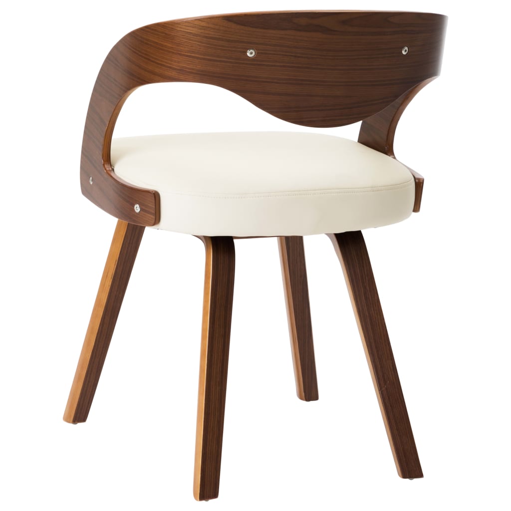 Dining Chairs 2 Pcs Cream Colored Bentwood Frame and Faux Leather