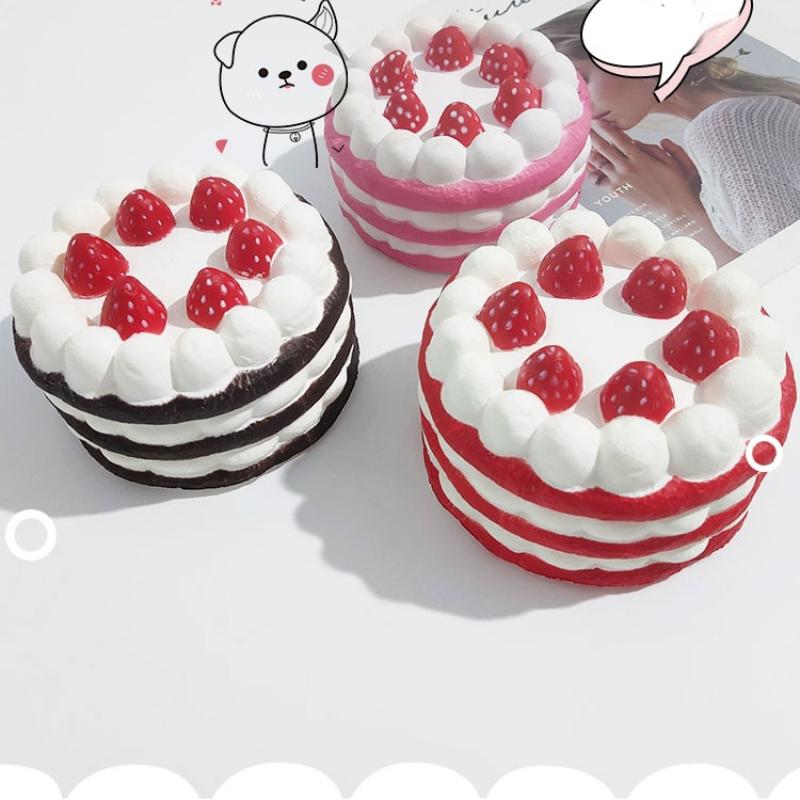 1pc Simulation Cake Model Strawberry Big Fruit Food Slow Rebound Pinch Music Soft Vent Decompression Toy Window Display Props
