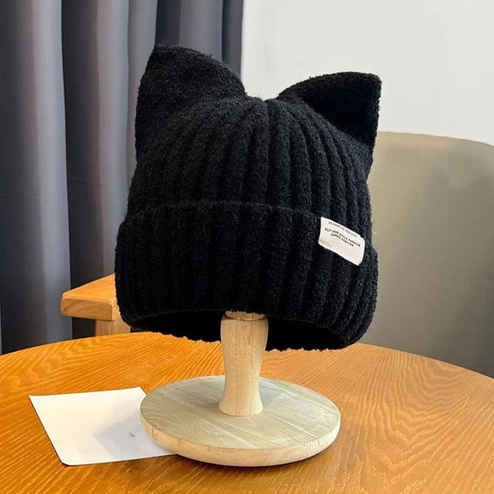 Fashion Cat Ear Hat Cute Beanie Hat Knit Winter Cap Warm Slouchy Crochet Hat For Women Girls Ski Cycling Snowboard Travel