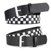 Women's Fashion Leather Belt with Square Beads and Pyramid Pin Buckle