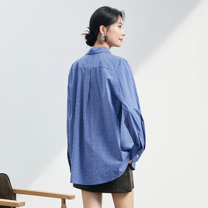 JOY SPEAKER Women's Loose Plaid Long Sleeve Shirt