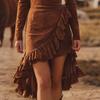 Elegantes Herbst 2025 Europäisches & Amerikanisches Mode Wildleder Kleid