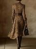 Women's Floral Long Sleeve Tie Waist Dress - Autumn/Winter Fashion