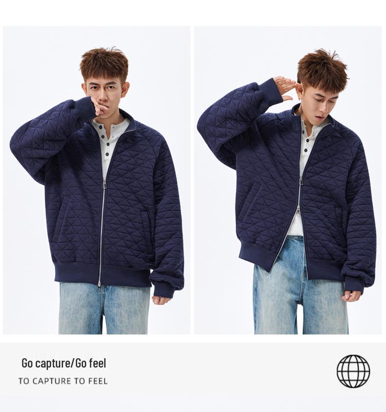 ACU Unisex Diamond Quilted Baseball Jacket – American Style Solid Color Autumn Outerwear