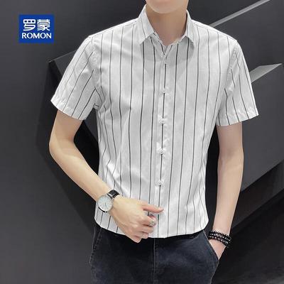 Men's Short Sleeve Striped Non-Iron Business Shirt