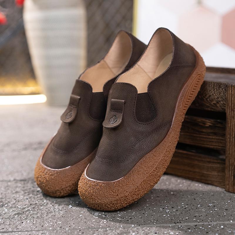 

Весна новая первый слой коровьей кожи одинарная обувь мягкая подошва низкий верх одна педаль удобная женская обувь универсальная 39