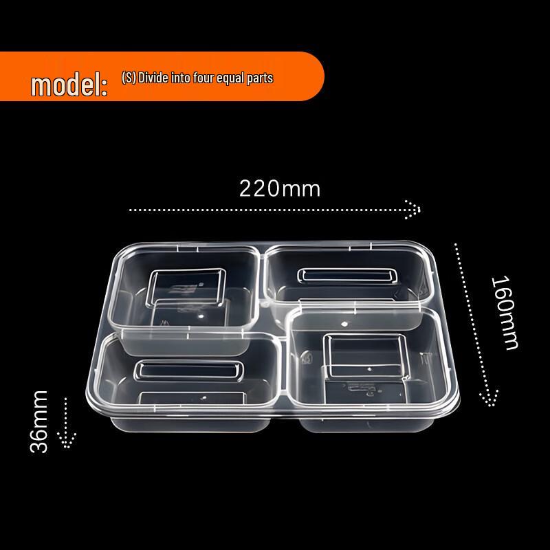 850ml 4-Compartment Disposable Food Containers with Lids