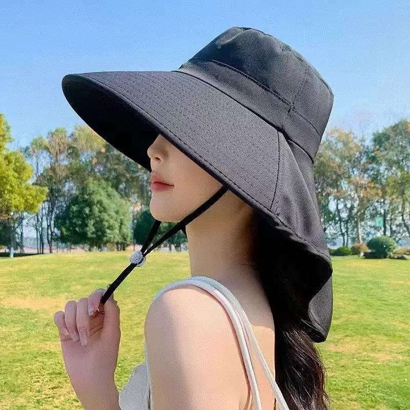 Summer large brim women's shawl sun protection hat women's new sun hat neck protection UV protection sun hat