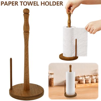 Support de Serviettes en Papier en Bois Support de Rouleau de Serviettes de Cuisine Support Vertical Antidérapant pour Serviettes en Papier Décoration de Comptoir pour Salle de Bain