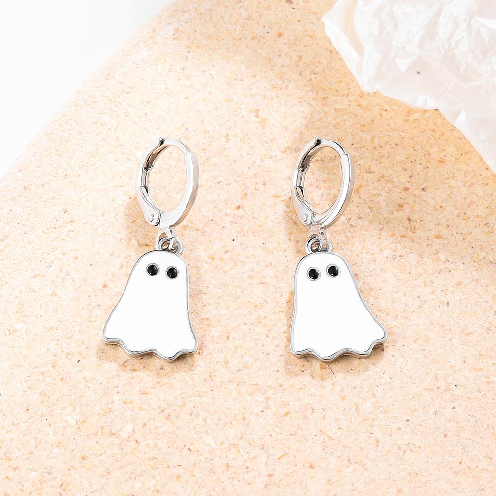 Lovely Ghost Hoop Earrings Halloween Jewelry for Women Girls Gift Drop Earrings Accessories