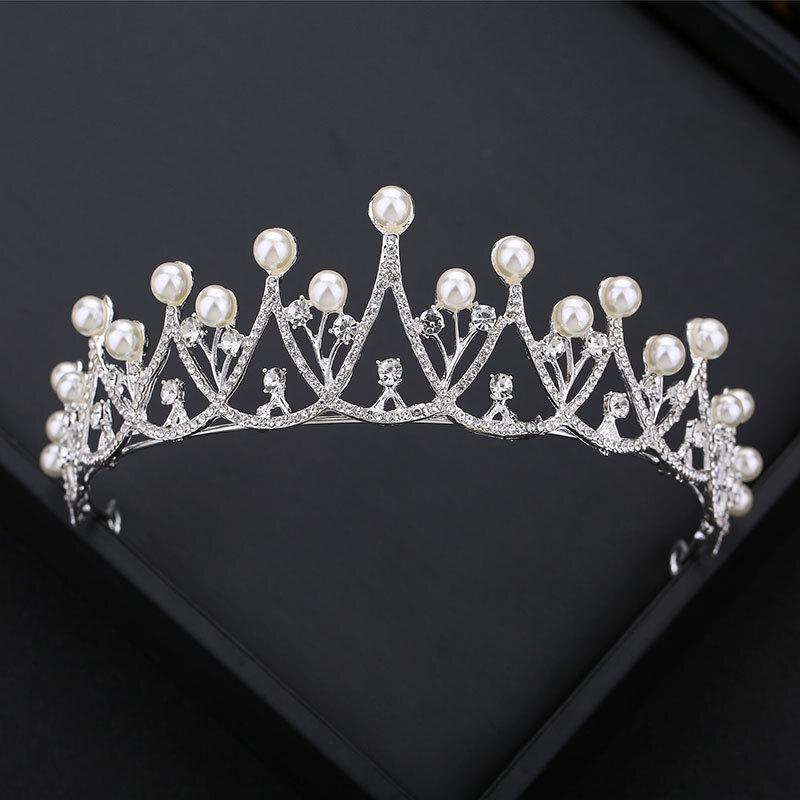 Crown Tiara for Adult Brides Elegant Wedding Crown  New Korean Wedding Accessories  Princess Birthday Headband