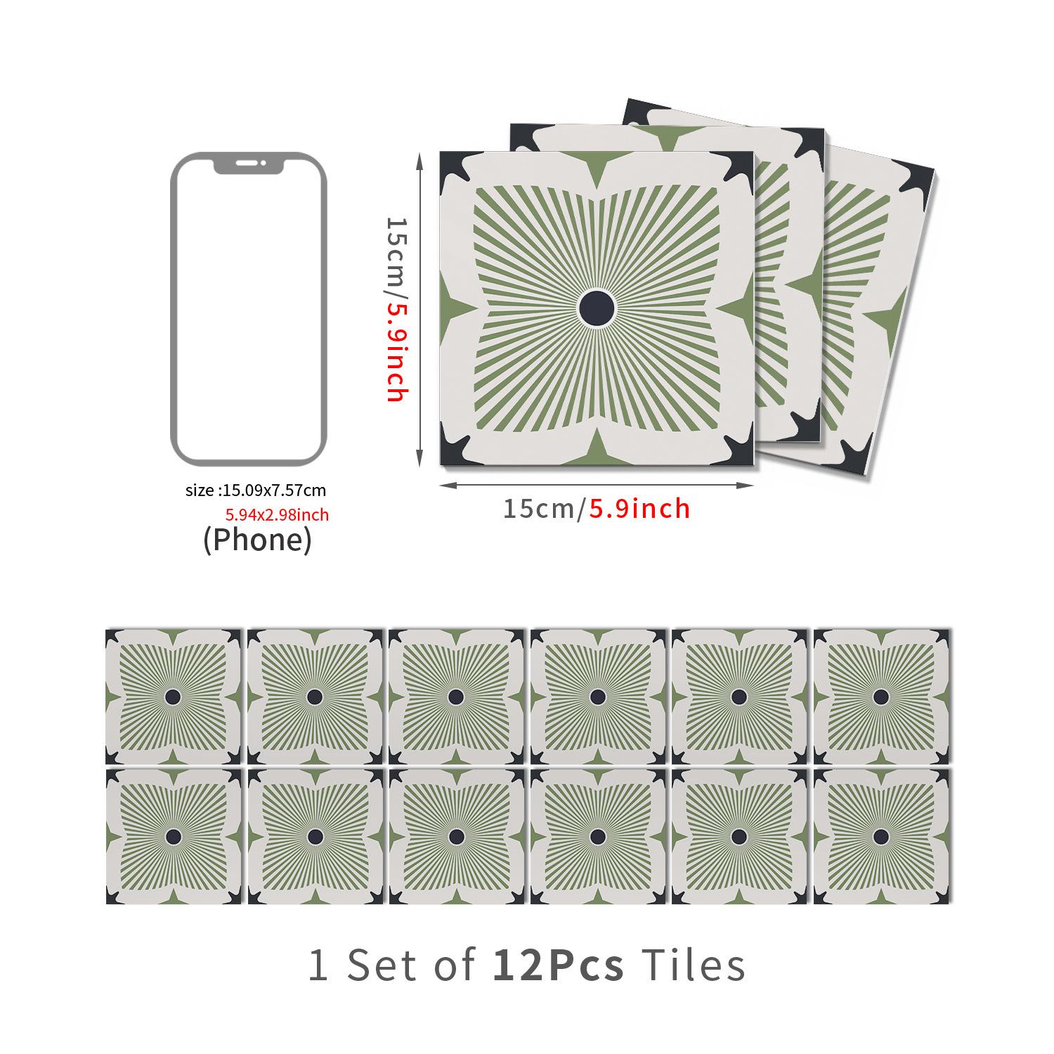 

Modern Art European Tile Sticker, Self-Adhesive Waterproof Kitchen And Bathroom Living Room Bedroom Pet Wall Sticker Thickened Wallpaper 15CMx15CMx12PCS