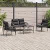 Vidaxl 4-Cz. Garten-Sitzgruppe, Kissen, Schwarzes PE-Rattan