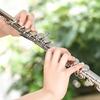Western Concert Flute Nickel Plated 16 Holes C Key Cupronickel Woodwind Instrument with Cleaning Cloth Stick Gloves
