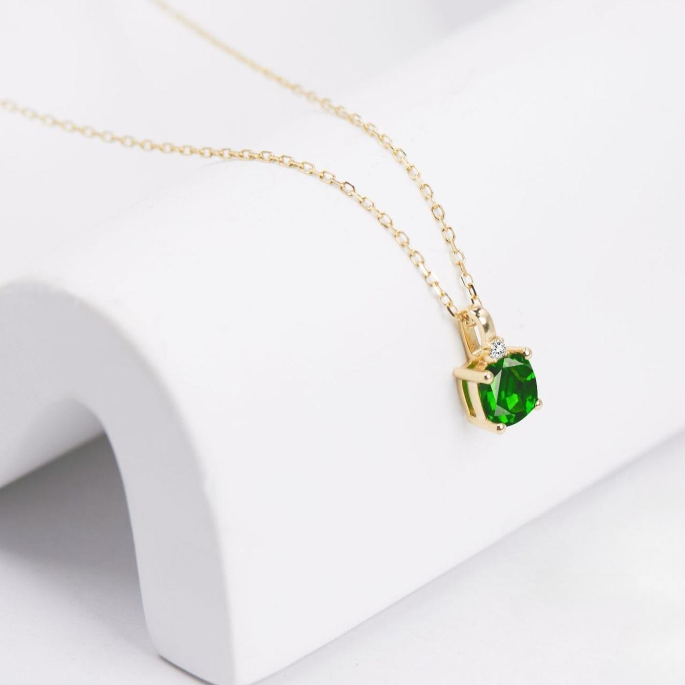 S925 Sterling Silver Green Sugar Cube Cut Diopside Necklace, Light Luxury Pendant 925 sterling silver
