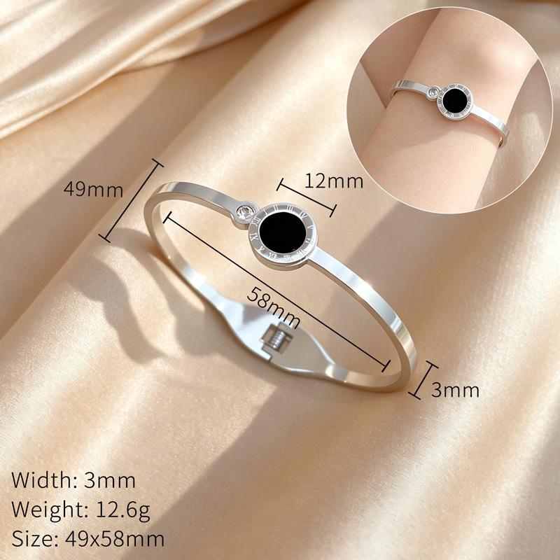 

Stainless Steel Bangles for Women Girls Simple Trendy Roman Numerals Can Open Bracelet Jewelry Accessories Gifts for Lover
