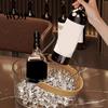 Multi-purpose Storage Basket Ice Bucket with Faux Leather Handle, Thickened Plastic Beer Wine Cooler Handle for Party, Clear Beverage Container