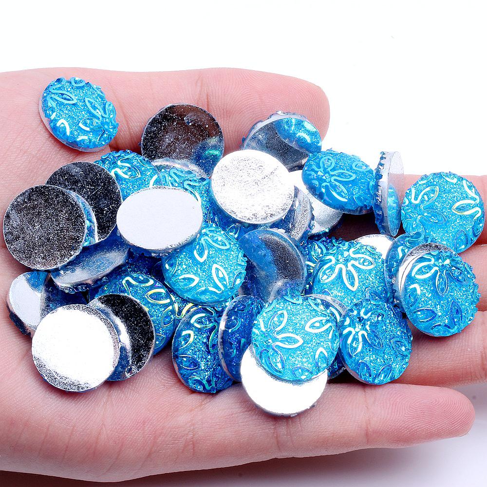 

Круглые цветочные стразы из смолы 16 мм, 100/40 шт., цвет AB, плоская задняя сторона, декоративные звезды 40 pieces