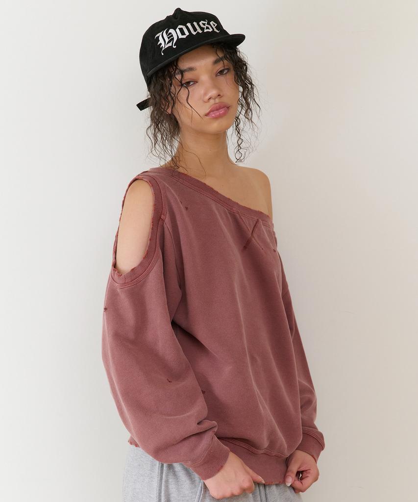THEVINYLHOUSE Open Shoulder Sweatshirts(W) Brick