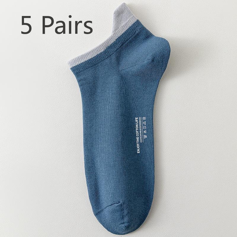 

5 Pairs of Men s Spring and Autumn Cotton Breathable Invisible Short Boat Socks 5 Pairs синій